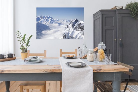 Poster Paysage de montagne en hiver 120x80 cm - Tirage photo sur Poster (décoration murale salon / chambre) / Poster Nature