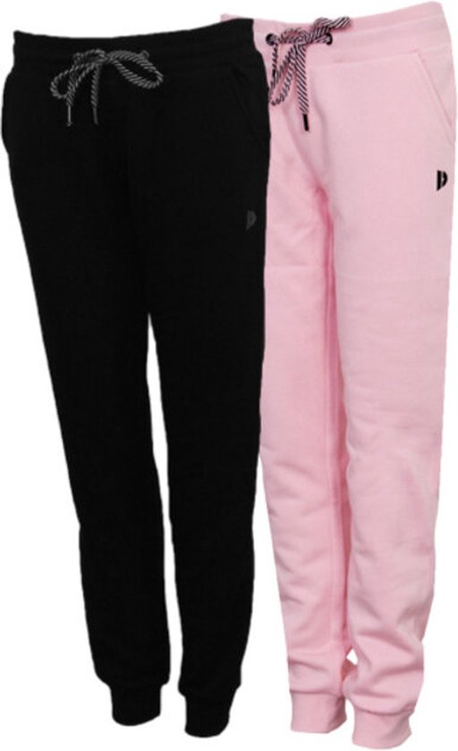 2-Pack Donnay - Joggingbroek met elastiek (Carolyn) - Sportbroek - Dames - Black/Pink (1071) - maat M