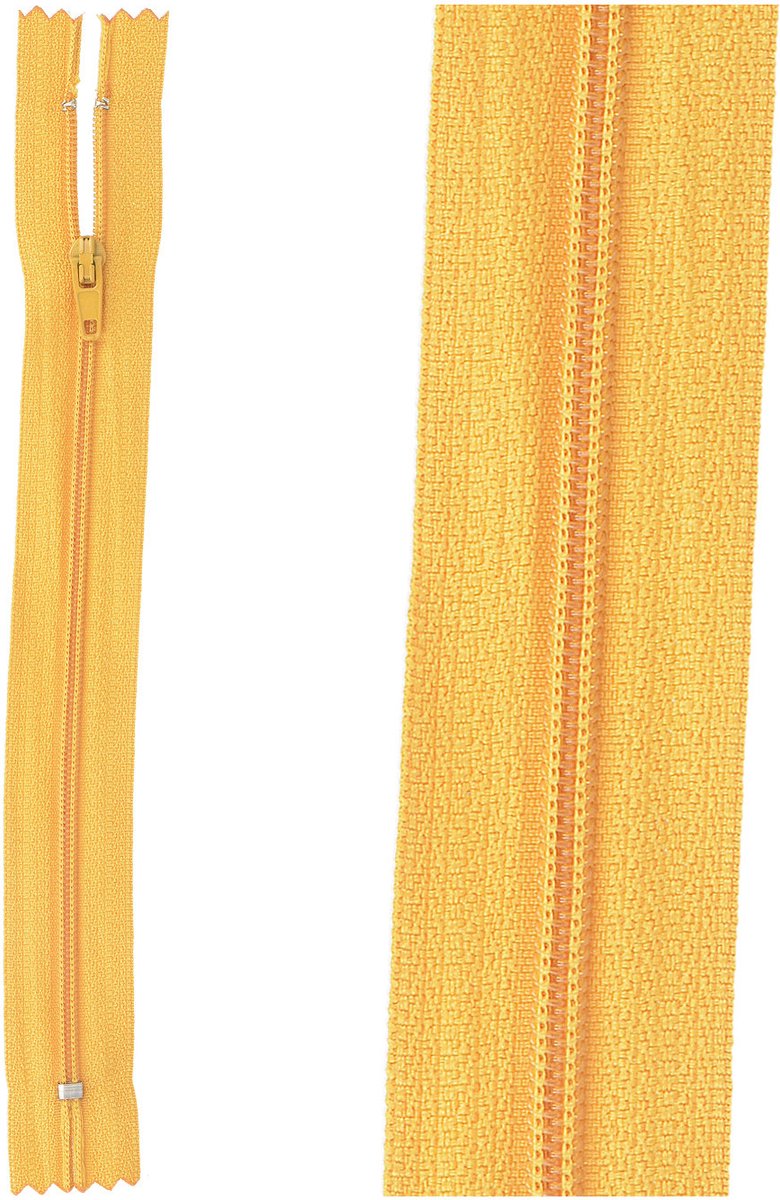 Fijne rits polyester koren geel 15cm - niet-deelbaar stevige rits