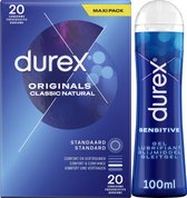Durex - Condooms Classic Natural 20st - Play Sensitive Gel 100 ml - Voordeelverpakking