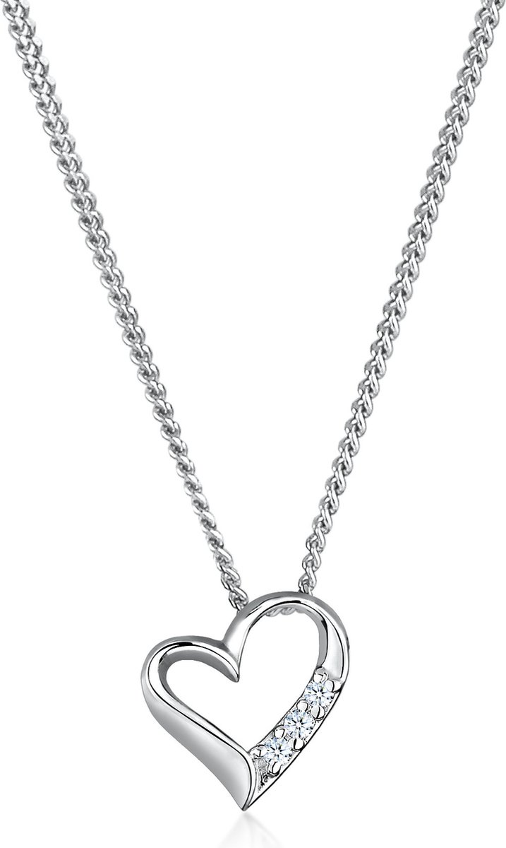 Elli PREMIUM - Halsketting - Dames Hart Hanger Eeuwigheid met Diamanten (0.045 ct.) in 925 Sterling Zilver - Dames