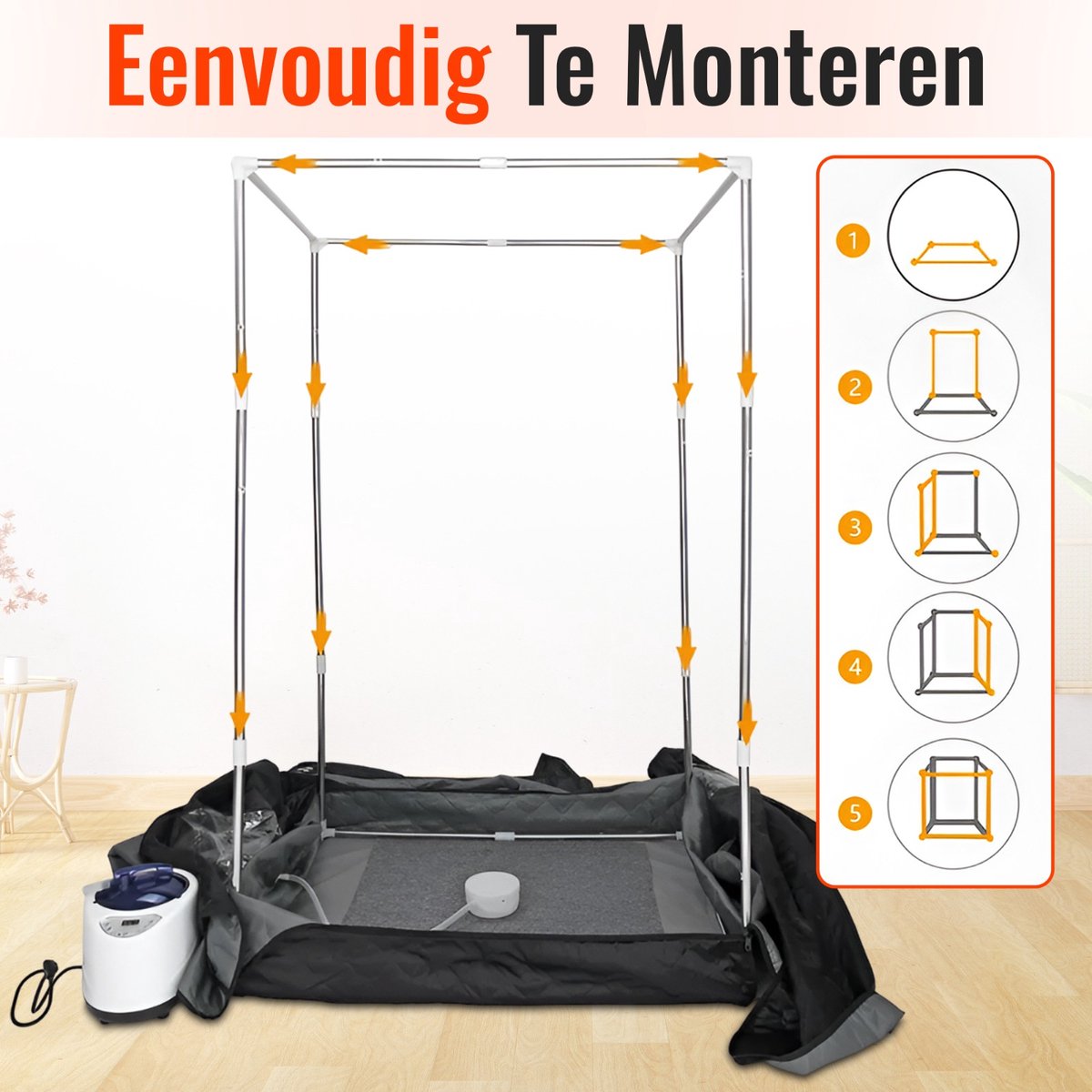 Ferodelli Draagbare Mobiele Sauna - Stoomcabine - Sauna Deken - Sauna Tent - Portable - Stoomsauna - Sauna Badjas - Inclusief Stoel & Generator thumbnail 2