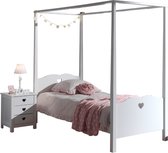 Hemelbed 90 x 200 cm en nachtkastje Amori-wit