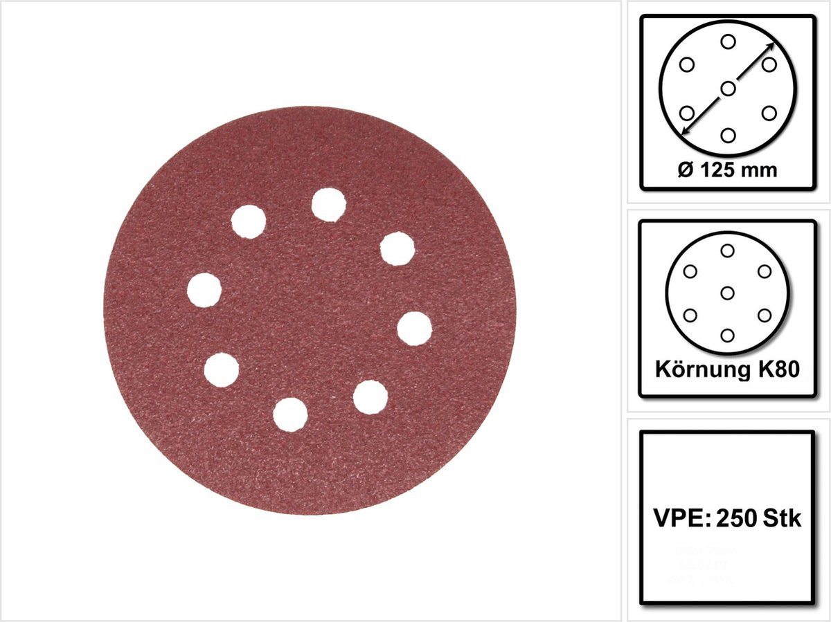 Makita 5x schuurpapier met klittenband 125 mm K80 250 stuks (5x P-43642) voor DBO BO DCW DWE GEX PEX SXE BOS