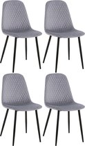 CLP Giverny Set de 4 chaises de salle à manger - sans accoudoirs - Velours gris