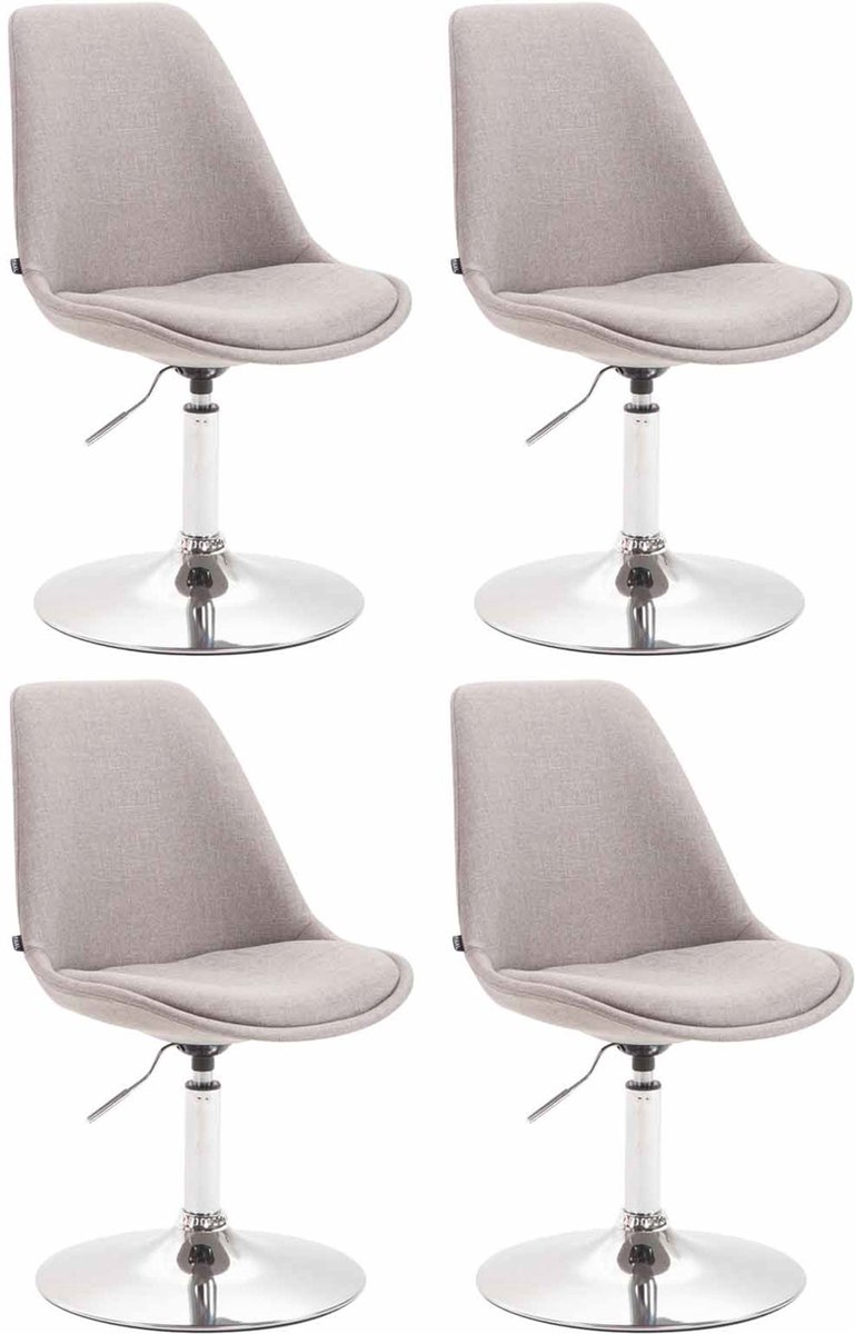 CLP Maverick Set van 4 Eetkamerstoelen - Stof grijs chroom
