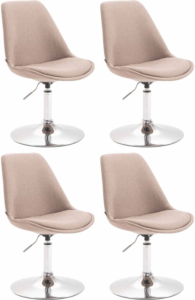 CLP Maverick Set van 4 Eetkamerstoelen - Stof taupe chroom