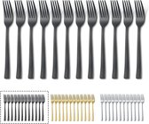 Vorken 12 stuks, zwarte matte vorken, 20,4 cm, elegante tafelvorken/bestek, geschikt voor thuis, feest, restaurant, vaatwasmachinebestendig