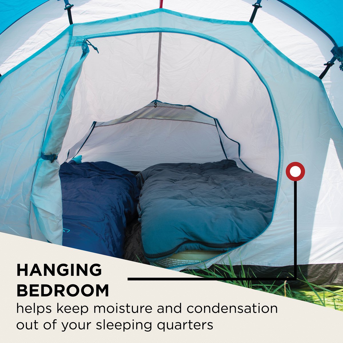 Coleman Cortes 3 tunneltent - tent 3 persoons - waterdichte tent - snel op te zetten - Blauw/Wit – foto 7