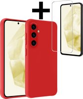 Coque pour Samsung A35 Coque en Siliconen avec Protecteur d'écran - Coque pour Samsung Galaxy A35 5G Coque en Siliconen - Rouge