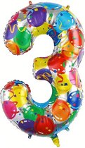Folieballon Cijfer 3 Jaar Verjaardag Versiering Cijferballon Feest Decoratie Helium Ballonnen Folie Gekleurd - Xl