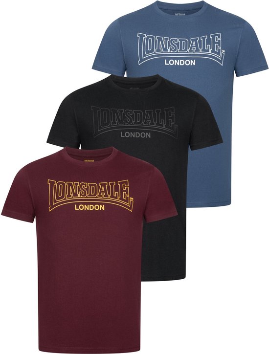 Lonsdale T-Shirt Beanley T-Shirt normale Passform Dreierpack Black/Navy/Oxblood-XL
