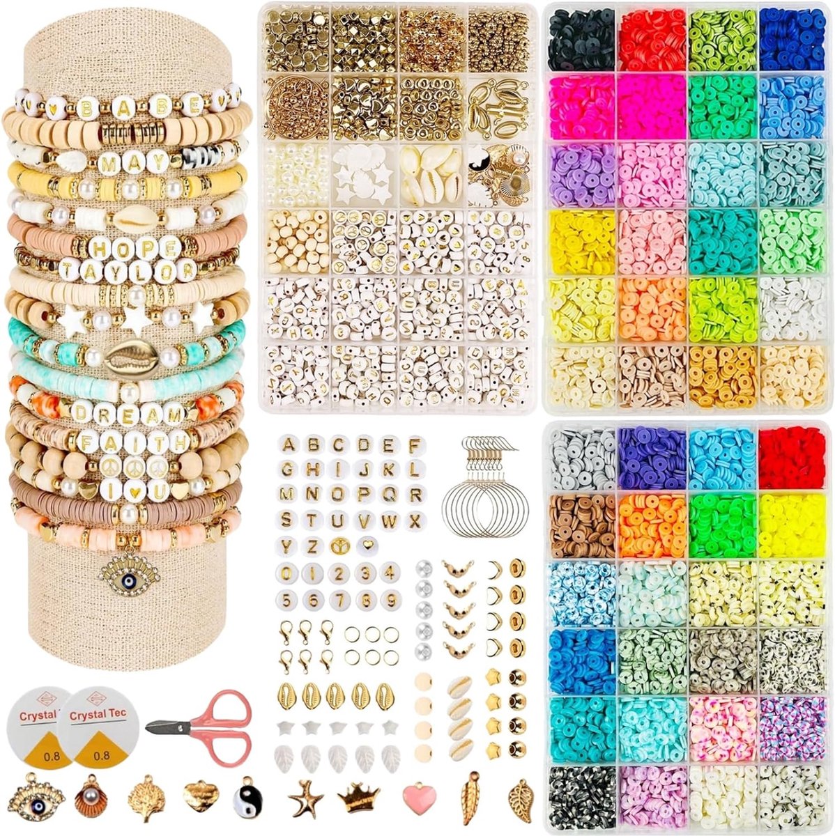 Accevo Bedelarmband Making Kit, 2400 stuks kralen voor bedels, sieraden maken, set, eenhoorn/zeemeermin, handwerk, verjaardag, Kerstmis, cadeaus voor meisjes van 5 tot 12 jaar oud