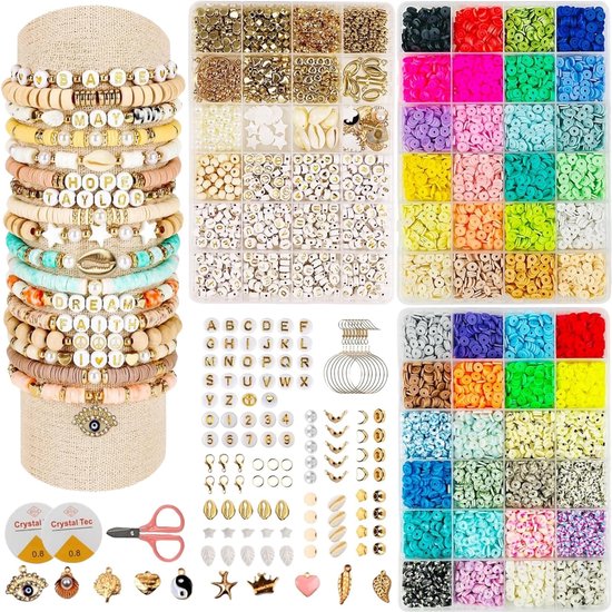 6000-delige Kleikralen Set Voor Armbanden – 24 Kleuren, Met Letters En Accessoires, Veilig En Waterdicht, Ideaal Cadeau Voor Kinderen