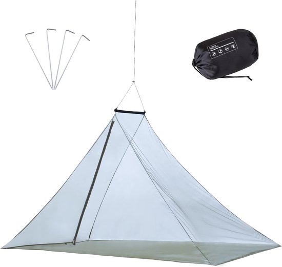 Camping klamboe, opvouwbaar, licht muggennet, insectennet met ritssluiting, voor reizen, wandelen, outdoor, 240 x 120 x 160 cm