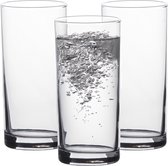 LAV Waterglazen/kleine longdrink/spatjes glazen tumblers Liberty - transparant glas - 3x stuks - 295 ml