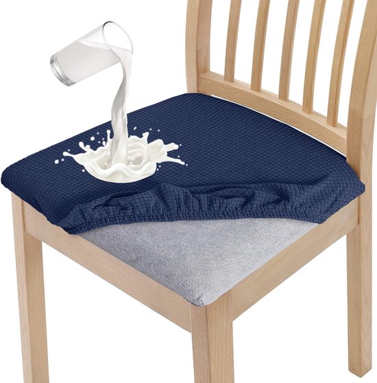YISUN Set van 4 of 6 eetkamerstoelhoezen, solide PU-leer, waterdichte stretch beschermhoes voor eetkamerstoel, 4 stuks, zwart
