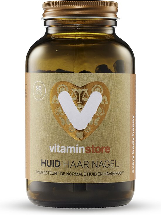 Foto: Vitaminstore huid haar nagel supplement met o a biotine zink en silicium 90 vegicaps