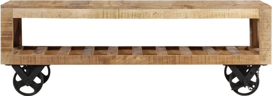 vidaXL Table basse sur roulettes 110x50x37 cm bois de manguier massif
