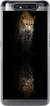 Geschikt voor Samsung Galaxy A80 hoesje - Luipaard - Reflectie - Zwart - Siliconen Telefoonhoesje