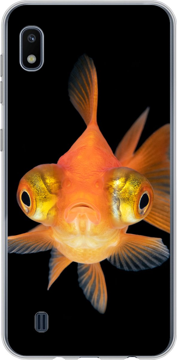 Telefoonhoesje Geschikt voor Samsung Galaxy A10 hoesje - Goudvis - Zeedieren - Ogen - Siliconen Telefoonhoesje Telefoonhoesje