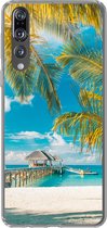 Geschikt voor Huawei P20 Pro hoesje - Strand - Palmboom - Zee - Siliconen Telefoonhoesje