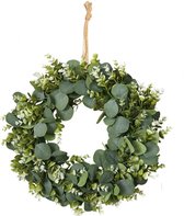 bloemenkrans met groene nep-eucalyptus voor uw entree decoratie of huwelijksceremonie
