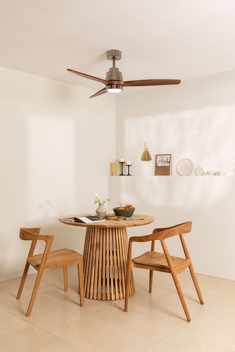 CREATE - Stille plafondventilator 100% hout 40W (Ø132 cm) - Met Verlichting LED - Met Wandregelaar + Afstandsbediening - Programmeerbaar - WIND STYLANCE NATURAL WOOD – foto 4