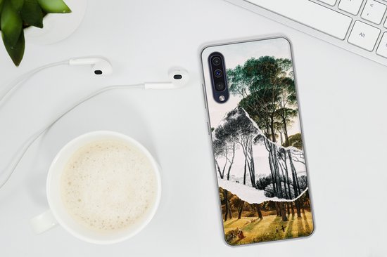 Coque Samsung Galaxy A30s - Pins parasols paysage italien - Art - Hendrik Voogd - Peinture - Zwart et blanc - Maîtres anciens - Coque de téléphone en Siliconen