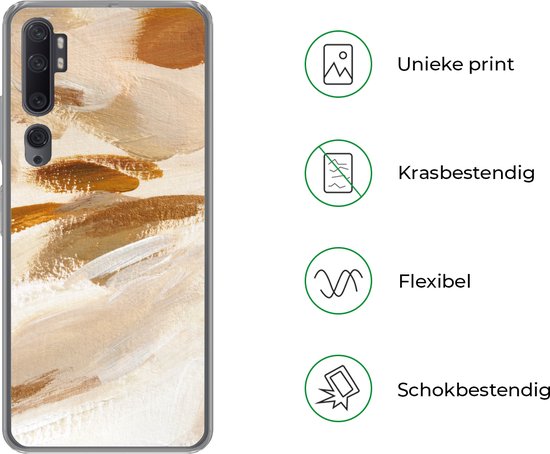 Coque Xiaomi Mi Note 10 - Peinture - Beige - Wit - Coque de téléphone en Siliconen