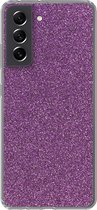 Geschikt voor Samsung Galaxy S21 FE hoesje - Glitter - Roze - Design - Abstract - Siliconen Telefoonhoesje