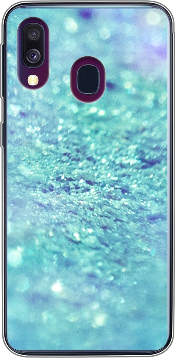 Telefoonhoesje Geschikt voor Samsung Galaxy A40 hoesje - Blauw - Licht - Abstract - Siliconen Telefoonhoesje Telefoonhoesje