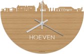Skyline Klok Hoeven Bamboe hout - Ø 40 cm - Stil uurwerk - Wanddecoratie - Meer steden beschikbaar - Woonkamer idee - Woondecoratie - City Art - Steden kunst - Cadeau voor hem - Cadeau voor haar - Jubileum - Trouwerij - Housewarming - WoodWideCities