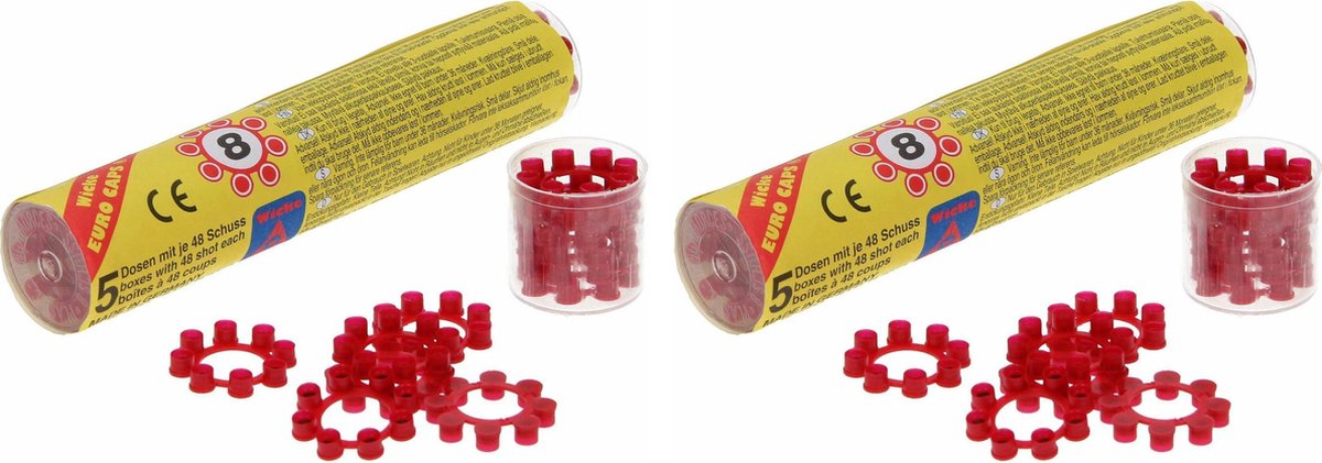 Wicke Speelgoed revolver/pistool - 4x - 8-shots plaffertjes ringen - 960 shots verpakking
