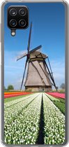 Geschikt voor Samsung Galaxy A12 hoesje - Molen tussen de tulpen in Nederland - Siliconen Telefoonhoesje
