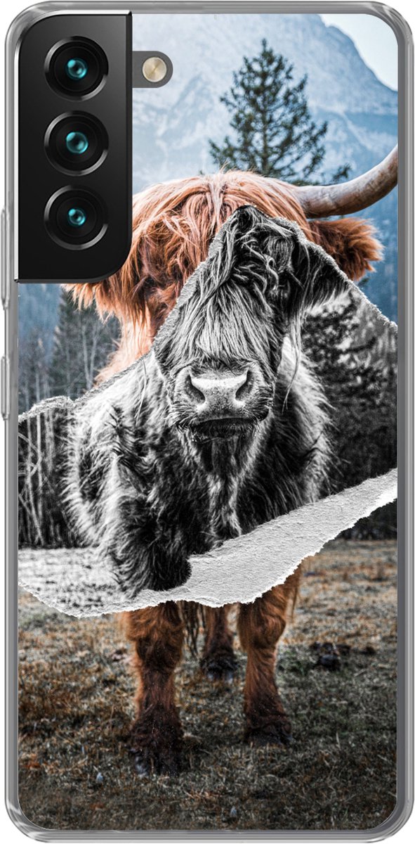 Telefoonhoesje Geschikt voor Samsung Galaxy S22 hoesje - Schotse hooglander - Koe -Dieren - Siliconen Telefoonhoesje Telefoonhoesje