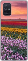 Geschikt voor Samsung Galaxy A51 5G hoesje - Paarse tulpen in Nederland - Siliconen Telefoonhoesje