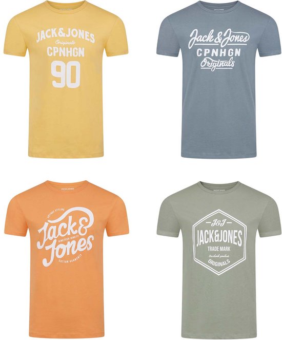 Jack & Jones Heren T-Shirt JJLINO 4 Pack regular fit Veelkleurig XXXL Volwassenen Ronde Hals