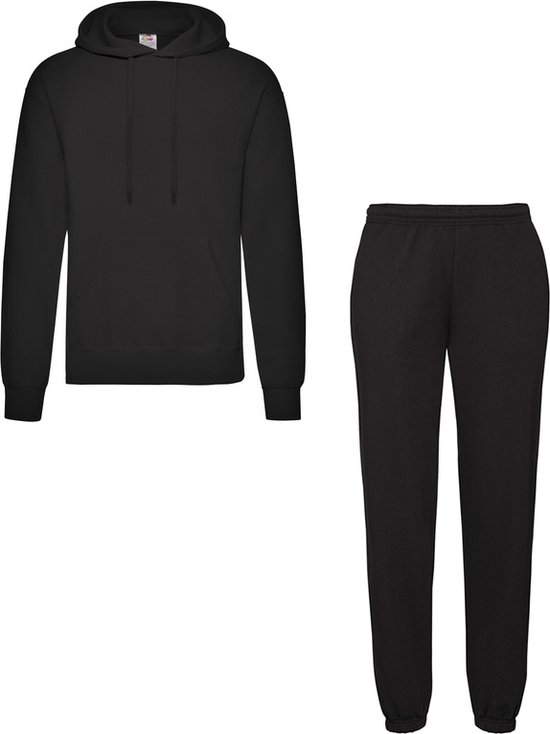 Fruit of the Loom Costume de jogging Classique 2 pièces à capuche et pantalon de survêtement pour femme et homme en Katoen polaire unisexe Zwart S