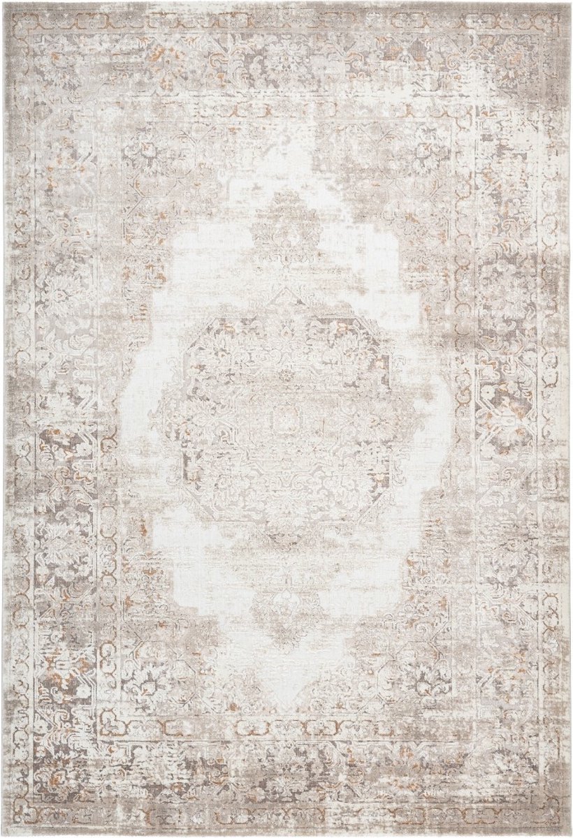 flycarpets Paris Vintage Vloerkleed Taupe - Medaillon Motief - Laagpolig - 280x370 cm Beige