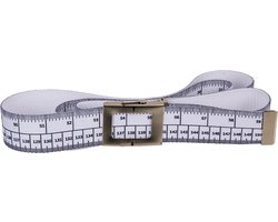 Meetlint - dieet riem - wit - polyester - 155 cm - volwassenen - Grappige riemen - Gadget verjaardag cadeau