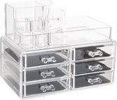 Luxe uitgebreide make-up organizer/houder sorteerbakje 4 lades 24 x 15 x 18 cm - Opruimbakjes voor make-up