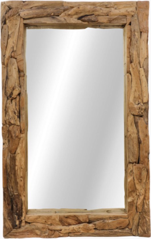 Brett Wandspiegel - 240x140 cm - Teak Wortelhout - spiegel rond, spiegel goud, wandspiegel, wandspiegel rechthoek, wandspiegel industrieel, wandspiegel zwart, wandspiegel rond, wandspiegels woonkamer, decoratiespiegel