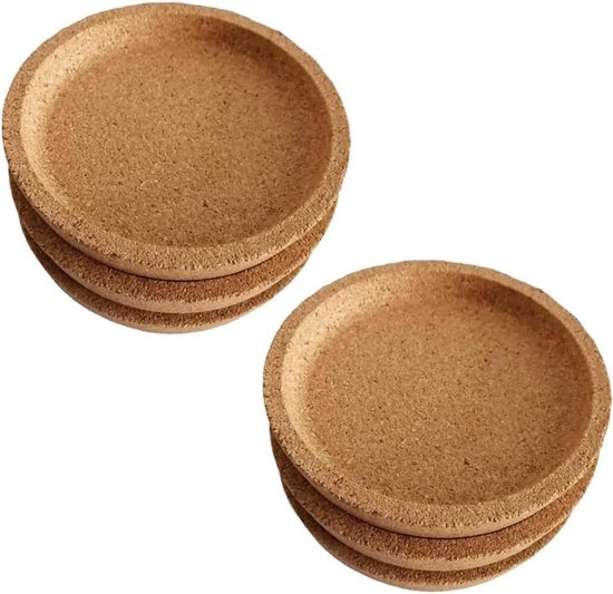 6 stuks dikke kurk placemats set, kurkmatten voor hete pannen tafel, Grouarty ronde tafelmatten en kurken onderzetters voor warme gerechten, koken, melk, koffie, plant, 19 cm