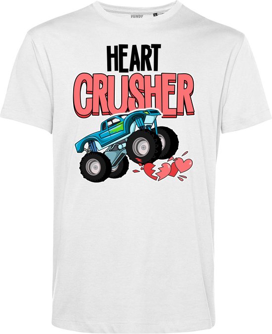 T-shirt Heart Crusher | Valentijn cadeautje voor hem | Valentijn | Valentijnsdag voor mannen | Wit | maat S