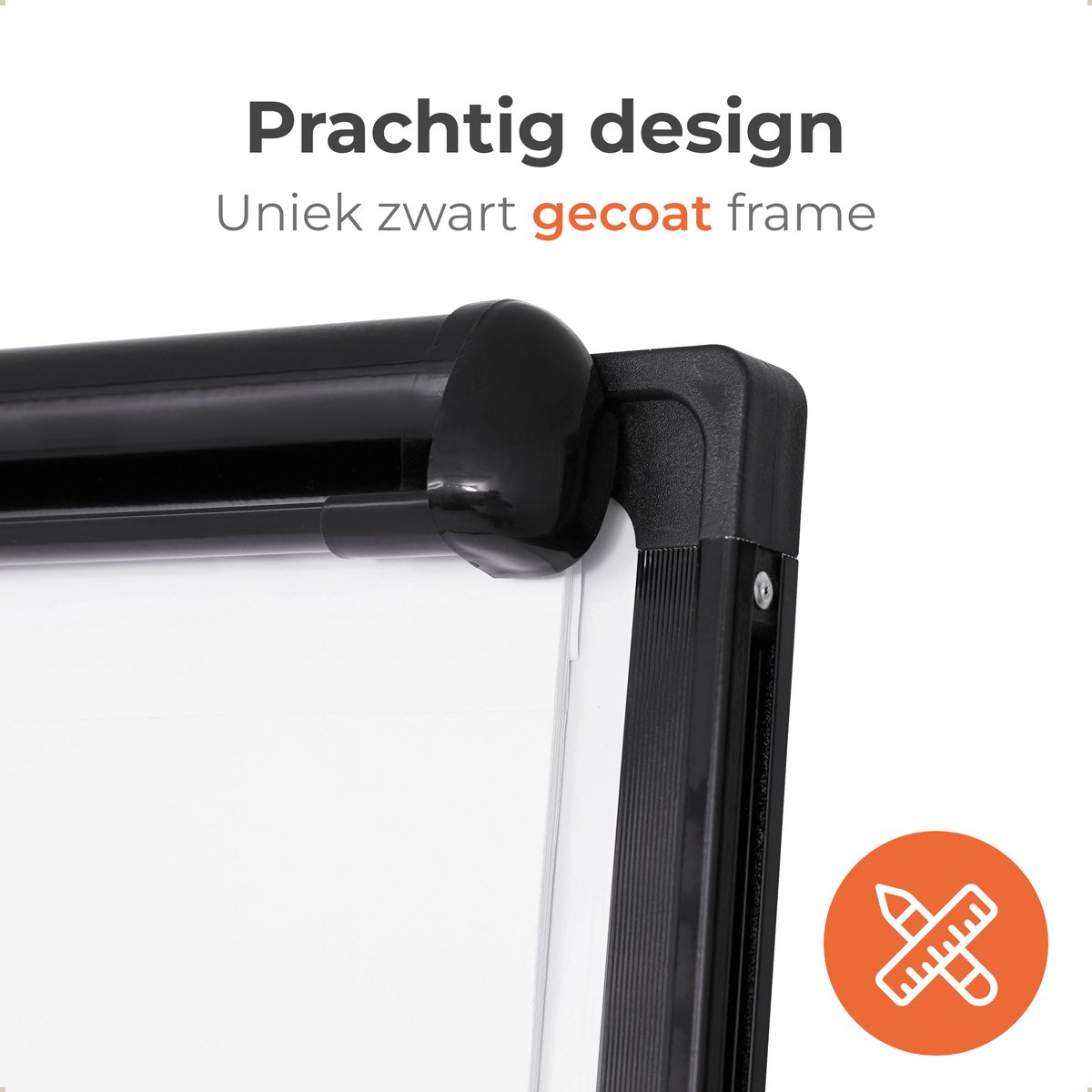 Lenx Flipover Verrijdbaar 70x100cm - Inclusief 25 Vellen Papier, Stiften, Marker, Magneten en Mini whiteboard - Magnetisch Whiteboard - Verstelbaar Bord van 172 tot 215 cm - Met Uitschuifbare Armen thumbnail 3