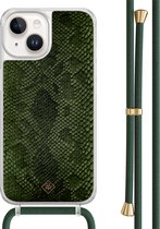 Casimoda® hoesje met groen koord - Geschikt voor iPhone 14 - Snake Mix - Afneembaar koord - TPU/acryl - Groen