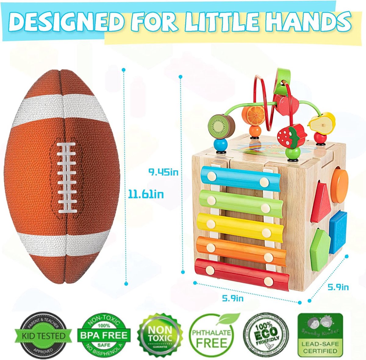 Cube D'activité Montessori 8 En 1 En Bois - Jouet D'éveil Sensoriel Pour Bébé 1 An Et Plus - Avec Xylophone, Horloge, Cueillette De Légumes Et Jeux De Formes