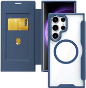 Portemonnee Hoesje Geschikt voor Samsung Galaxy S24 Ultra | Compatibel met MagSafe | Wallet Book Case met Magneet | Beschermhoes met Pasjeshouder | Blauw
