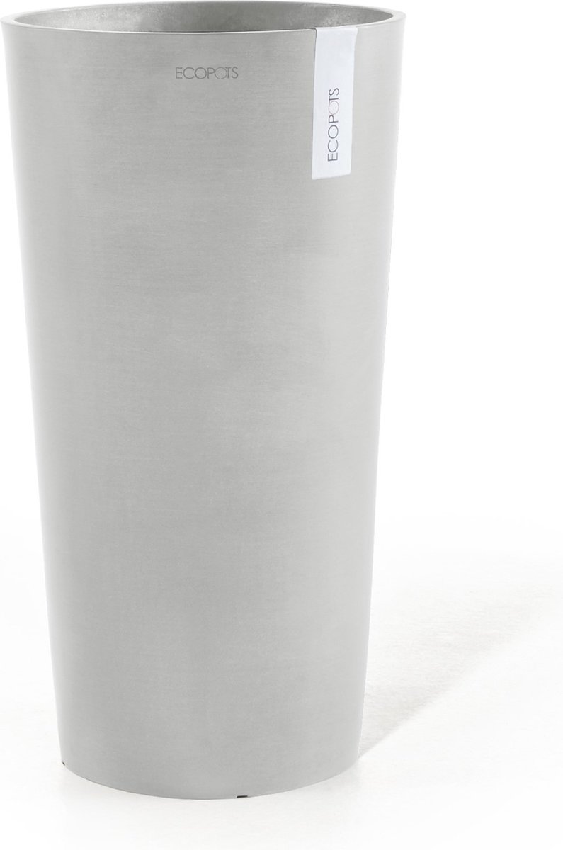 Ecopots Amsterdam Mid High 66 - White Grey - Ø34 x H66 cm - Ronde witgrijze bloempot / plantenpot